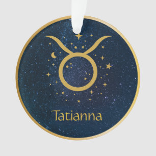 Taurus het Bull zodiasymbool goud gepersonaliseerd Ornament