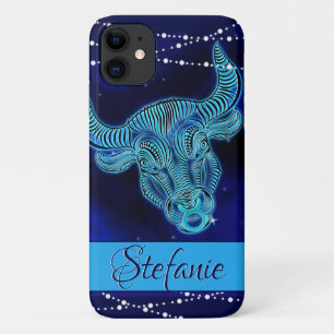 Taurus in Dark Blue Hoesje-Mate iPhone Case