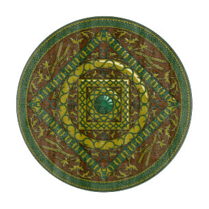 Taurus Mandala Planche à découper en verre