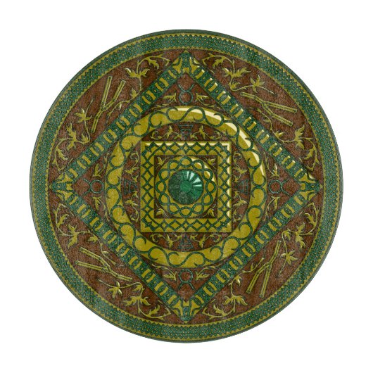 Taurus Mandala Planche à découper en verre (Devant)