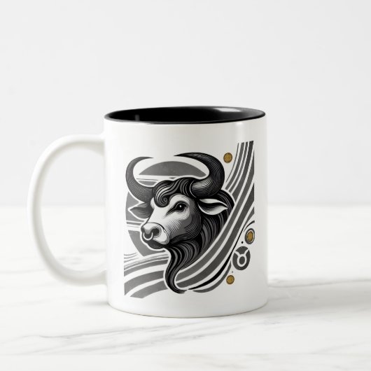 Taurus noir et blanc Zodiac Mug (Gauche)