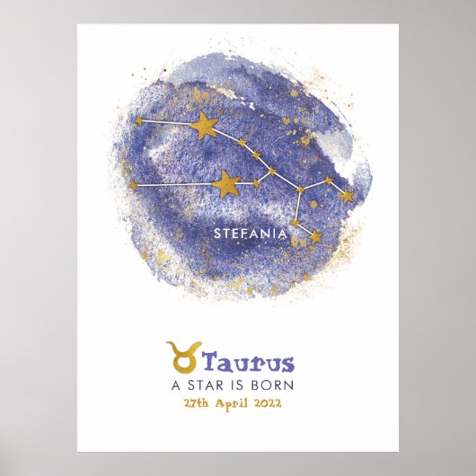 Taurus Nom du bébé Zodiac Starry Poster (Devant)