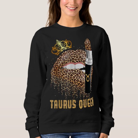 Taurus Queen Leopard Lips T-shirt Taurus (Voorkant)