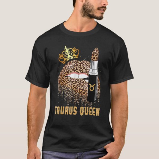 Taurus Queen Leopard Lips T-shirt Taurus (Voorkant)