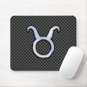 Taurus Sign on Charcoal Carbon Fiber Print Muismat (Met muis)
