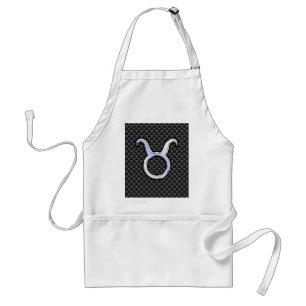 Taurus Sign on Charcoal Carbon Fiber Print Standaard Schort