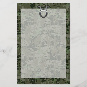 Taurus Sign on Woodland Green Digital Camouflage Briefpapier