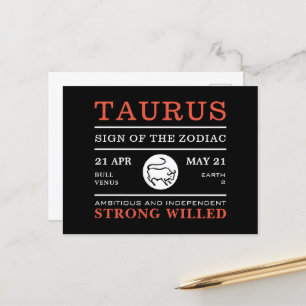 Taurus Sign van de Zodiac, Astrologisch Briefkaart