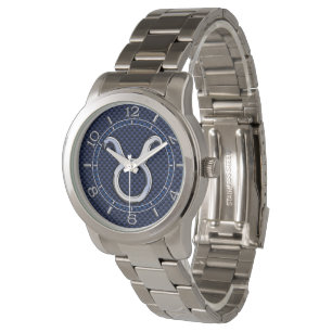 Taurus Sterrenbeeld Decoratie Navy Blauwe Carbonen Horloge