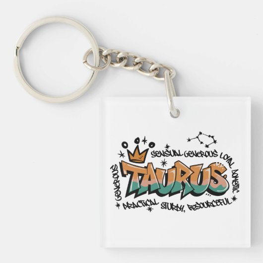 Taurus sterrenbeeld graffiti sleutelhanger (voorkant)