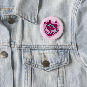 Taurus sterrenbeeld pastel hart verjaardagstaart ronde button 5,7 cm