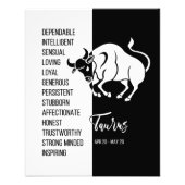 Taurus sterrenbeeld, zwart & wit Poster (Voorkant)