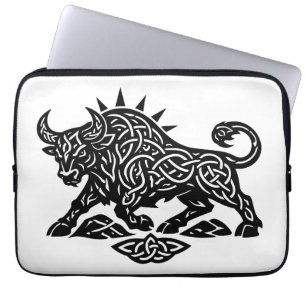 Taurus Stier Sigil — Aardgebonden Zodiac Inktwerk Laptop Sleeve