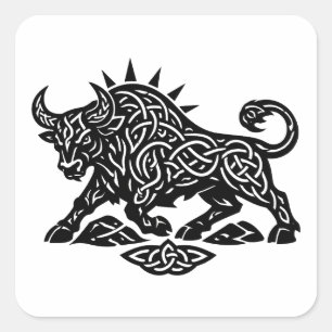 Taurus Stier Sigil — Aardgebonden Zodiac Inktwerk Vierkante Sticker