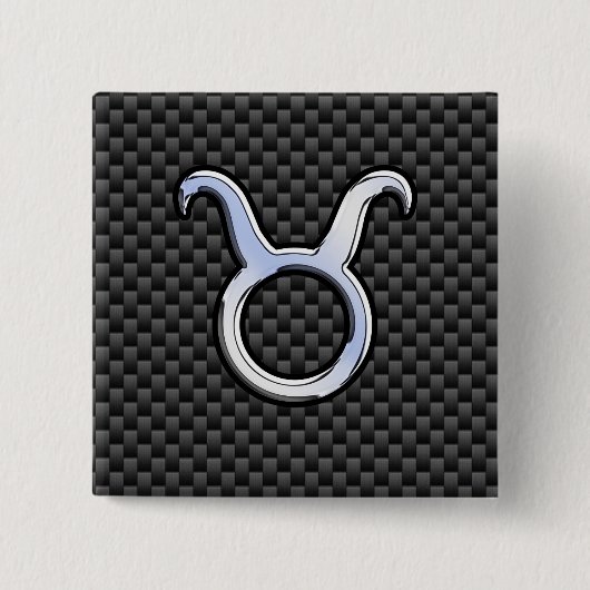 Taurus-teken op Koolstofvezelprint Vierkante Button 5,1 Cm (Voorkant)