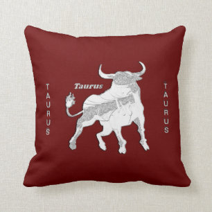Taurus the Bull Red Zodiac American Mojo Pillow Kussen