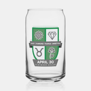 Taurus Verjaardagsembleem™ voor 20-30 april Blikvorm Glas