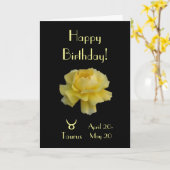 Taurus verjaardagsfeest roos kaart (Gele Bloem)