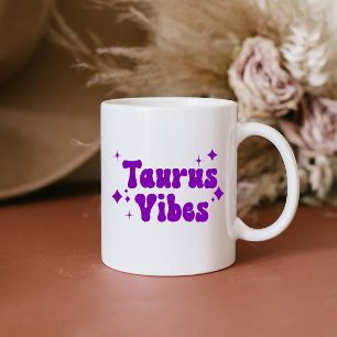 Taurus Vibes Zodiac Astrology Paars Stars Coffee Koffiemok