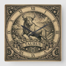 Taurus Vintage Zodiac Wandklok