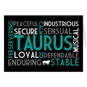 Taurus Word Collage Card