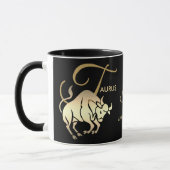 Taurus ♉ Zodiac Birthday Sign/Black en Gold Mok (Links)
