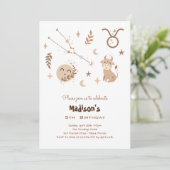 Taurus zodiac boho kids verjaardag Uitnodiging (Staand voorkant)