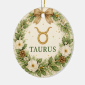 Taurus Zodiac Christmas Ornament – Winter Floral W (Links)