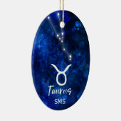 Taurus Zodiac Constellation Blue Galaxy Monogram Keramisch Ornament (Rechts)