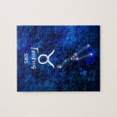 Taurus Zodiac Constellation Blue Galaxy Monogram Legpuzzel (Horizontaal)