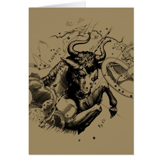 Taurus Zodiac Constellation Map Hevelius 1690 (Devant)