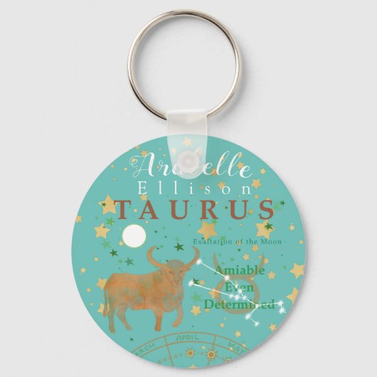 Taurus Zodiac Gepersonaliseerd Sleutelhanger (Voorkant)