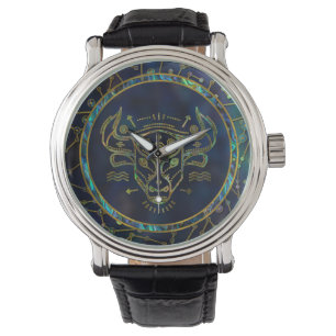 Taurus Zodiac Gold Abalone op constellatie Horloge