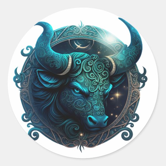 Taurus Zodiac Graphic Ronde Sticker (Voorkant)