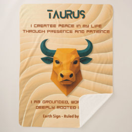 Taurus Zodiac Modern 3D with Affirmations  Sherpa Deken