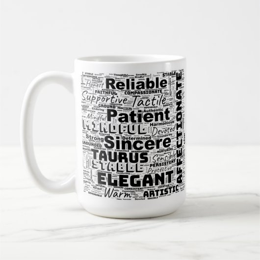 Taurus Zodiac Mot Cloud Inspiration Café Mug (Gauche)