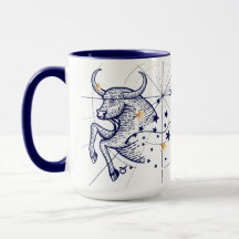 Taurus Zodiac Navy Blue & Gold Birth Mok