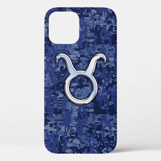 Taurus Zodiac op Navy Blue Digital Camo Case-Mate iPhone Case (Achterkant)
