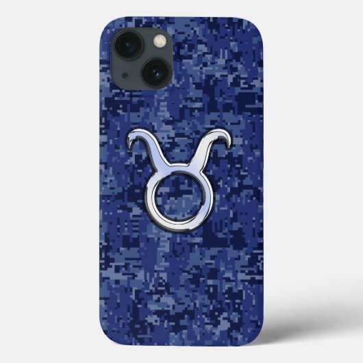 Taurus Zodiac op Navy Blue Digital Camo Case-Mate iPhone Case (Achterkant)