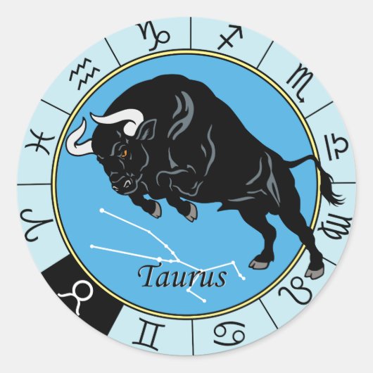 taurus zodiac ronde sticker (Voorkant)
