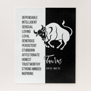 Taurus Zodiac Sign., Black & White Jigzaag Puzzle Legpuzzel