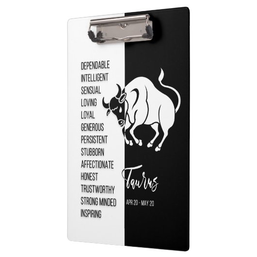 Taurus Zodiac Sign Black & White klembord (Links)