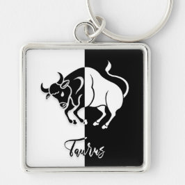 Taurus Zodiac Sign, Black & White Sleutelhanger