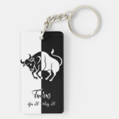 Taurus Zodiac Sign, Black & White Sleutelhanger (achterkant)