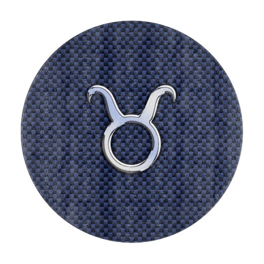 Taurus Zodiac Sign Decor Navy Blue Carbon Fibre Snijplank (Voorkant)