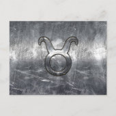 Taurus Zodiac Sign Grunge Distress Silver Style Briefkaart (Voorkant)