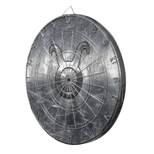 Taurus Zodiac Sign Grunge Distress Silver Style Dartbord (Voorkant Rechts)