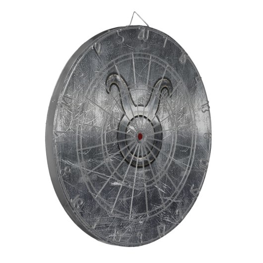 Taurus Zodiac Sign Grunge Distress Silver Style Dartbord (Voorkant Links)