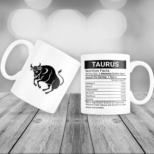 Taurus Zodiac Sign met Nutrition Facts, Extra Grote Beker