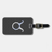 Taurus Zodiac Sign on Black Carbon Fiber Print Bagagelabel (Voorkant horizontaal)